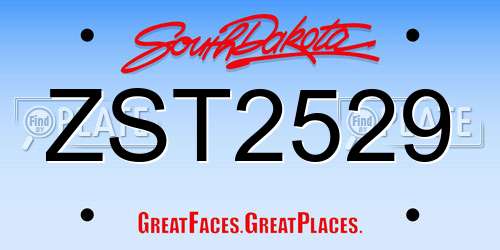 ZST2529 South Dakota License Plate