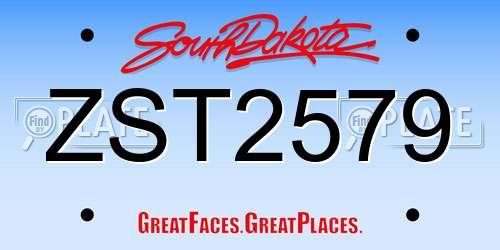 ZST2579 South Dakota License Plate