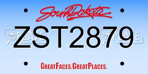 ZST2879 South Dakota License Plate
