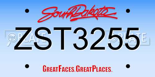 ZST3255 South Dakota License Plate