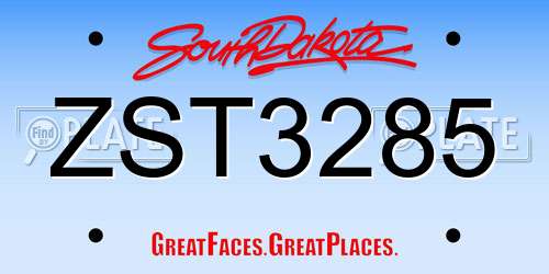 ZST3285 South Dakota License Plate