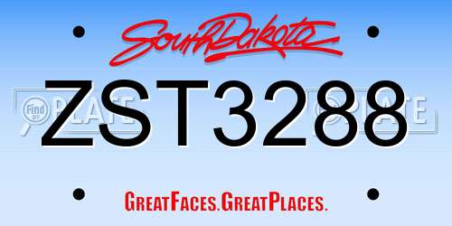 ZST3288 South Dakota License Plate