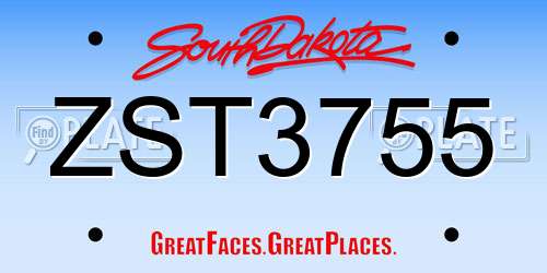ZST3755 South Dakota License Plate