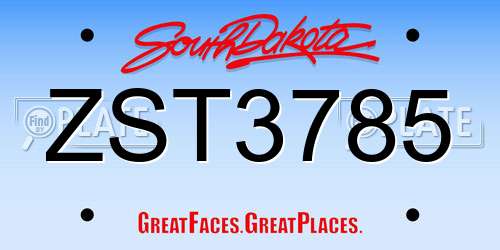 ZST3785 South Dakota License Plate