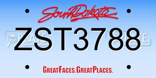 ZST3788 South Dakota License Plate