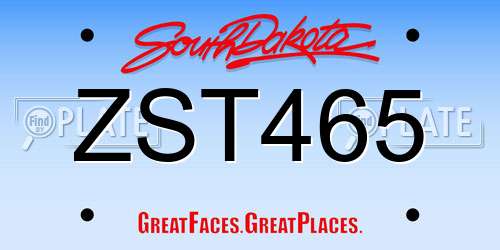 ZST465 South Dakota License Plate