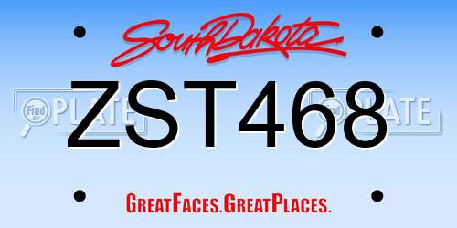 ZST468 South Dakota License Plate