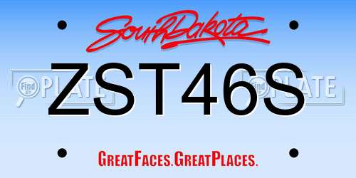 ZST46S South Dakota License Plate