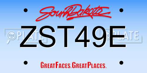 ZST49E South Dakota License Plate