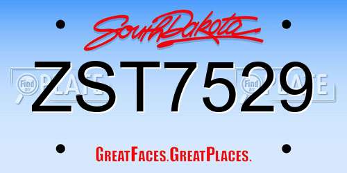 ZST7529 South Dakota License Plate