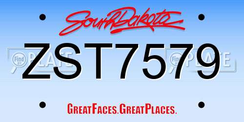 ZST7579 South Dakota License Plate