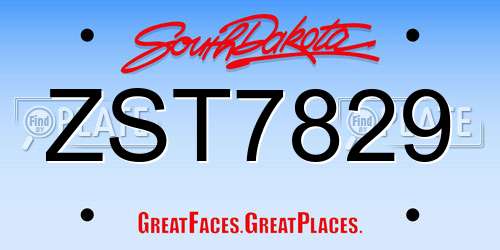 ZST7829 South Dakota License Plate