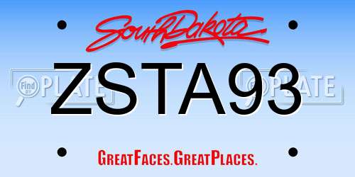 ZSTA93 South Dakota License Plate