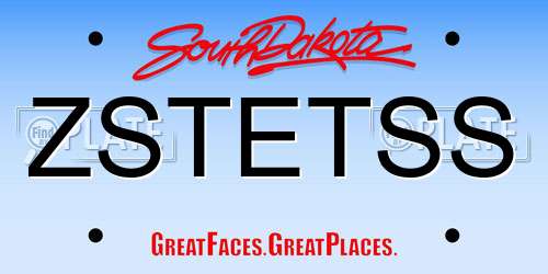 ZSTETSS South Dakota License Plate
