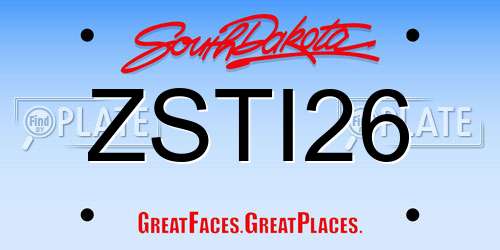 ZSTI26 South Dakota License Plate