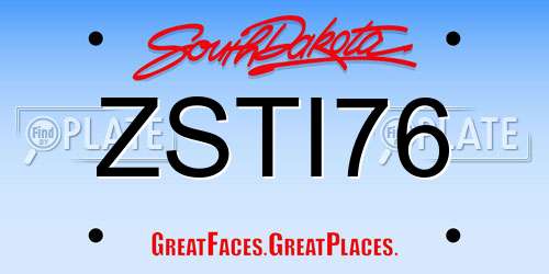 ZSTI76 South Dakota License Plate