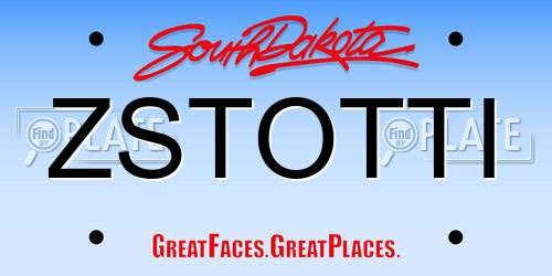 ZSTOTTI South Dakota License Plate