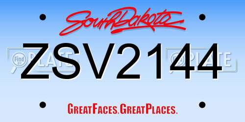ZSV2144 South Dakota License Plate