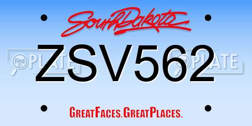 ZSV562 South Dakota License Plate