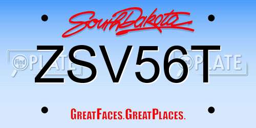 ZSV56T South Dakota License Plate