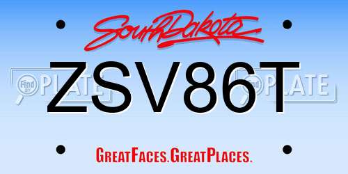 ZSV86T South Dakota License Plate