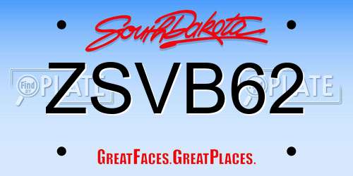 ZSVB62 South Dakota License Plate