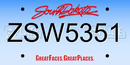 ZSW5351 South Dakota License Plate