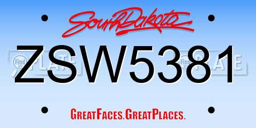 ZSW5381 South Dakota License Plate
