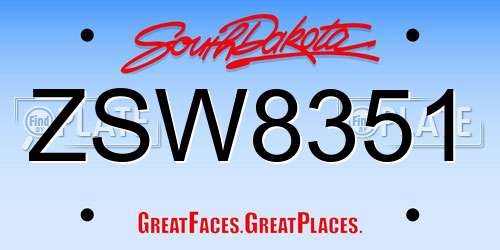 ZSW8351 South Dakota License Plate