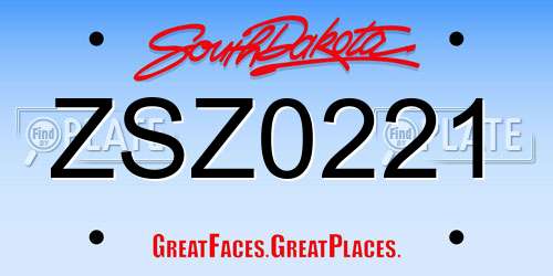 ZSZ0221 South Dakota License Plate