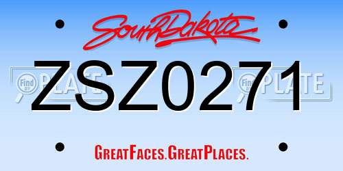 ZSZ0271 South Dakota License Plate