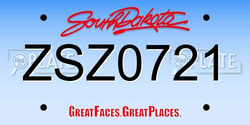 ZSZ0721 South Dakota License Plate