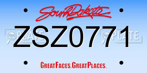 ZSZ0771 South Dakota License Plate
