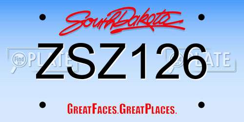 ZSZ126 South Dakota License Plate