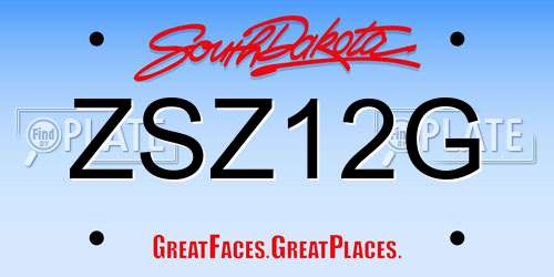 ZSZ12G South Dakota License Plate