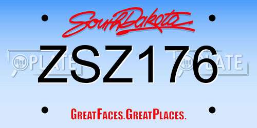 ZSZ176 South Dakota License Plate
