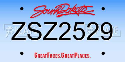 ZSZ2529 South Dakota License Plate