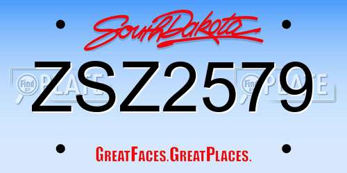 ZSZ2579 South Dakota License Plate