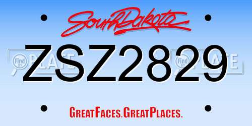 ZSZ2829 South Dakota License Plate