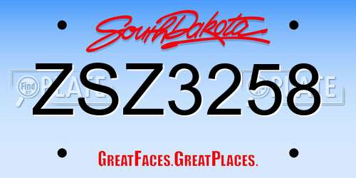 ZSZ3258 South Dakota License Plate