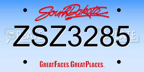 ZSZ3285 South Dakota License Plate