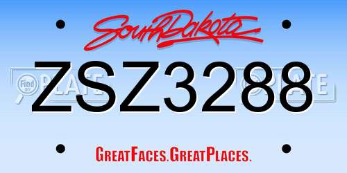 ZSZ3288 South Dakota License Plate