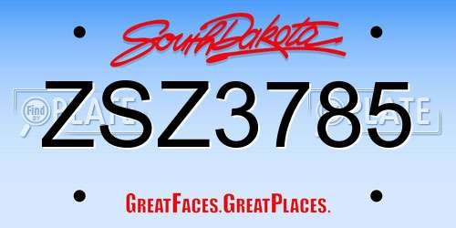 ZSZ3785 South Dakota License Plate