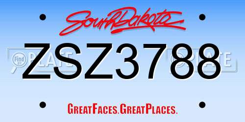 ZSZ3788 South Dakota License Plate