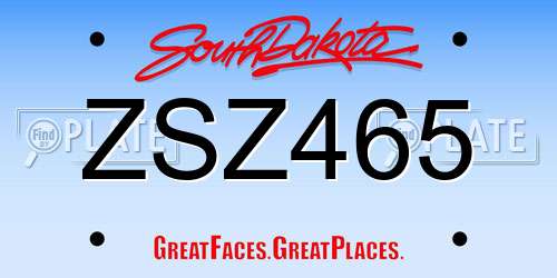 ZSZ465 South Dakota License Plate