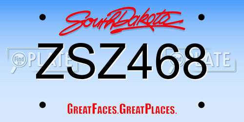 ZSZ468 South Dakota License Plate