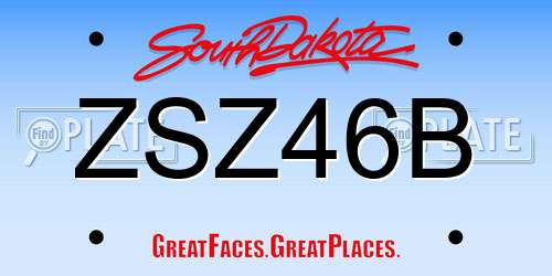 ZSZ46B South Dakota License Plate
