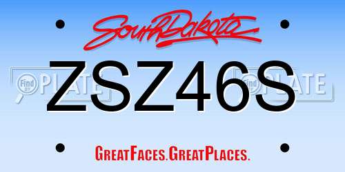 ZSZ46S South Dakota License Plate
