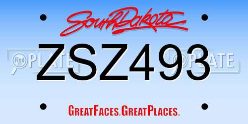 ZSZ493 South Dakota License Plate
