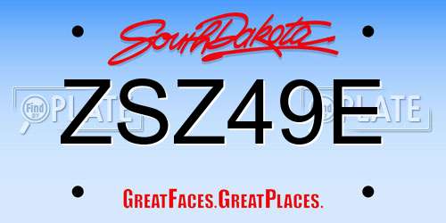 ZSZ49E South Dakota License Plate